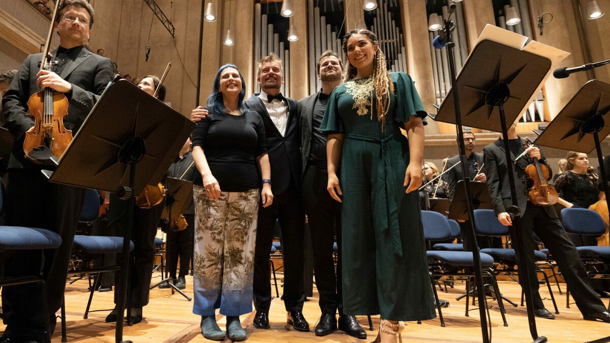 Chaya Czernowin, Matthias Pintscher, Holger Falk, Sophia Burgos, BRSO im Konzert der musica viva am 17.03.2023 © Astrid Ackermann